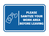 Signs ByLITA Classic Framed Please Sanitize Your Work Area Before Leaving Door or Wall Sign Easy Installation | Health And Safety | Building And Hospitality Signs