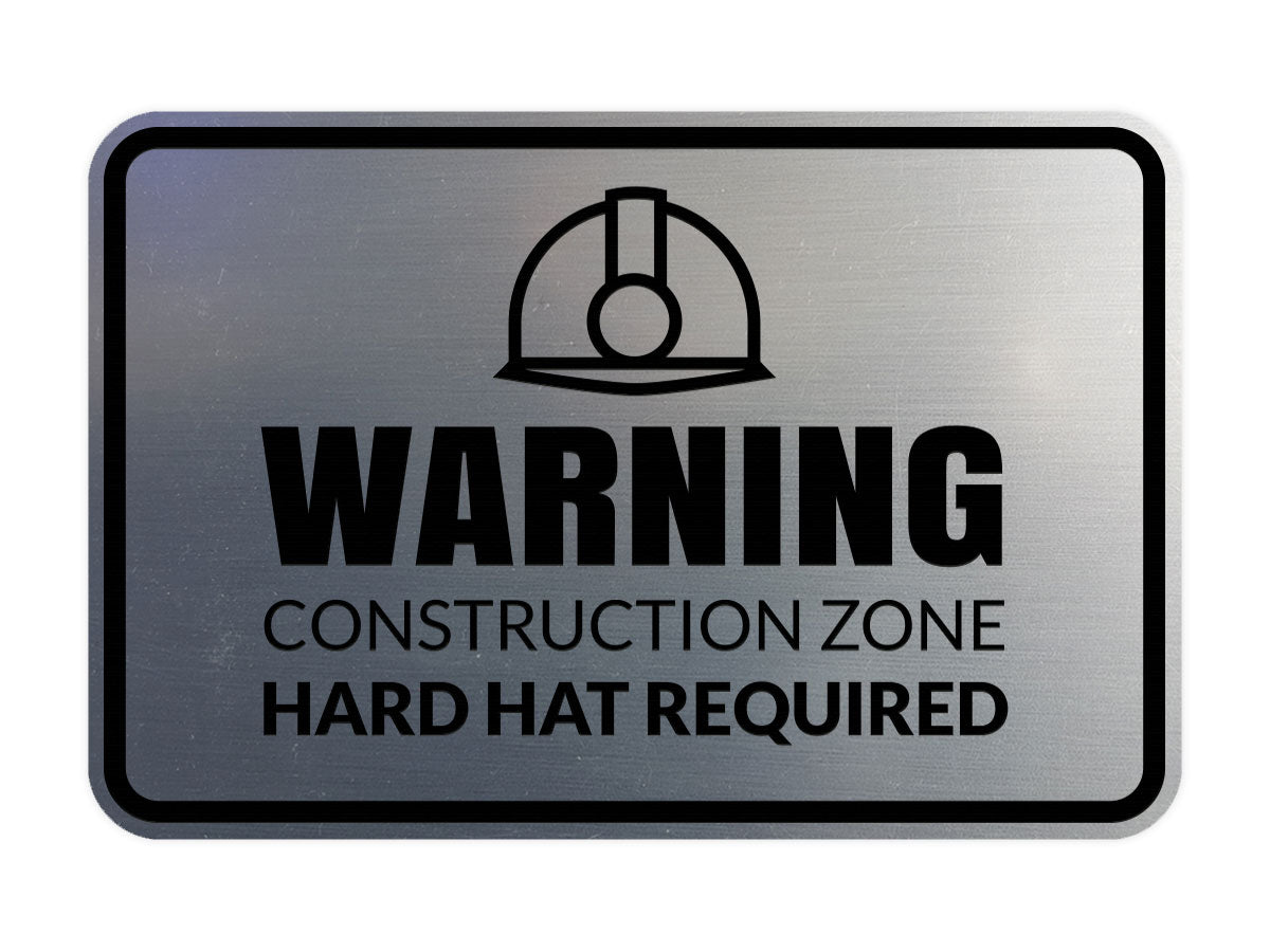 Signs ByLITA Classic Framed Warning: Construction Zone - Hard Hat Required Door or Wall Sign Easy Installation | Health And Safety | Building And Warning Signs