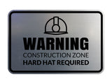 Signs ByLITA Classic Framed Warning: Construction Zone - Hard Hat Required Door or Wall Sign Easy Installation | Health And Safety | Building And Warning Signs