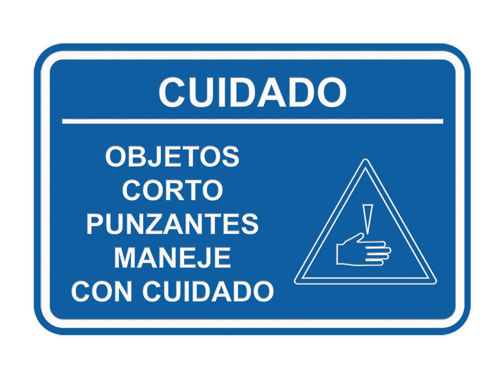 Signs ByLITA Classic Framed Cuidado Objetos Corto Punzantes Maneje con cuidado Door or Wall Sign Easy Installation | Health And Safety | Building And Hospitality