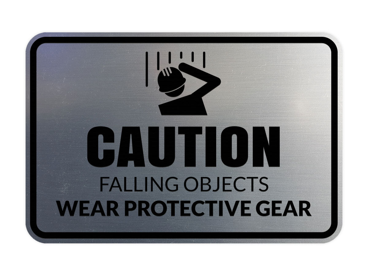 Signs ByLITA Classic Framed Caution: Falling Objects - Wear Protective Gear Door or Wall Sign Easy Installation | Health And Safety | Building And Warning Signs