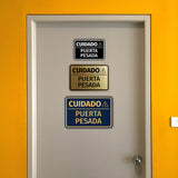 Signs ByLITA Classic Framed Cuidado Puerta Pesada Door or Wall Sign Easy Installation | Health And Safety | Building And Hospitality