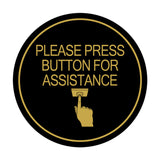Signs ByLITA Circle Please Press Button For Assistance (hand on button) Wall or Door Sign