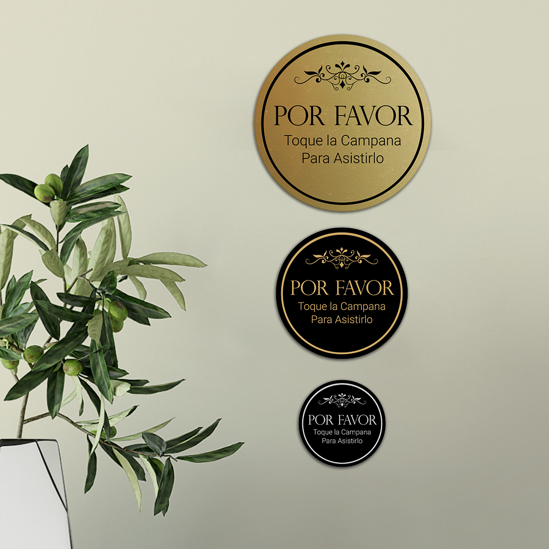 Signs ByLITA Circle Por Favor Toque la Campana Para Asistirlo Wall or Door Sign