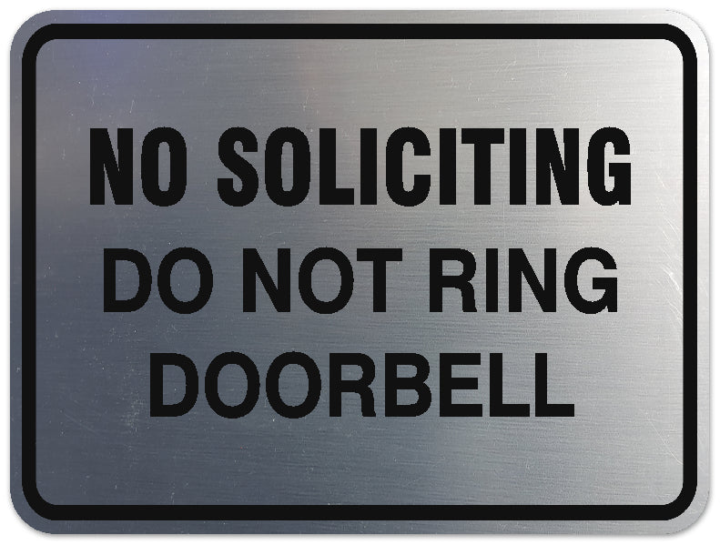 Signs ByLITA Classic Framed NO SOLICITING DO NOT RING DOORBELL Door or Wall Sign Durable ABS Plastic | Laser Engraved | Easy Installation | Elegant Design