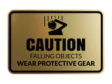 Signs ByLITA Classic Framed Caution: Falling Objects - Wear Protective Gear Door or Wall Sign Easy Installation | Health And Safety | Building And Warning Signs