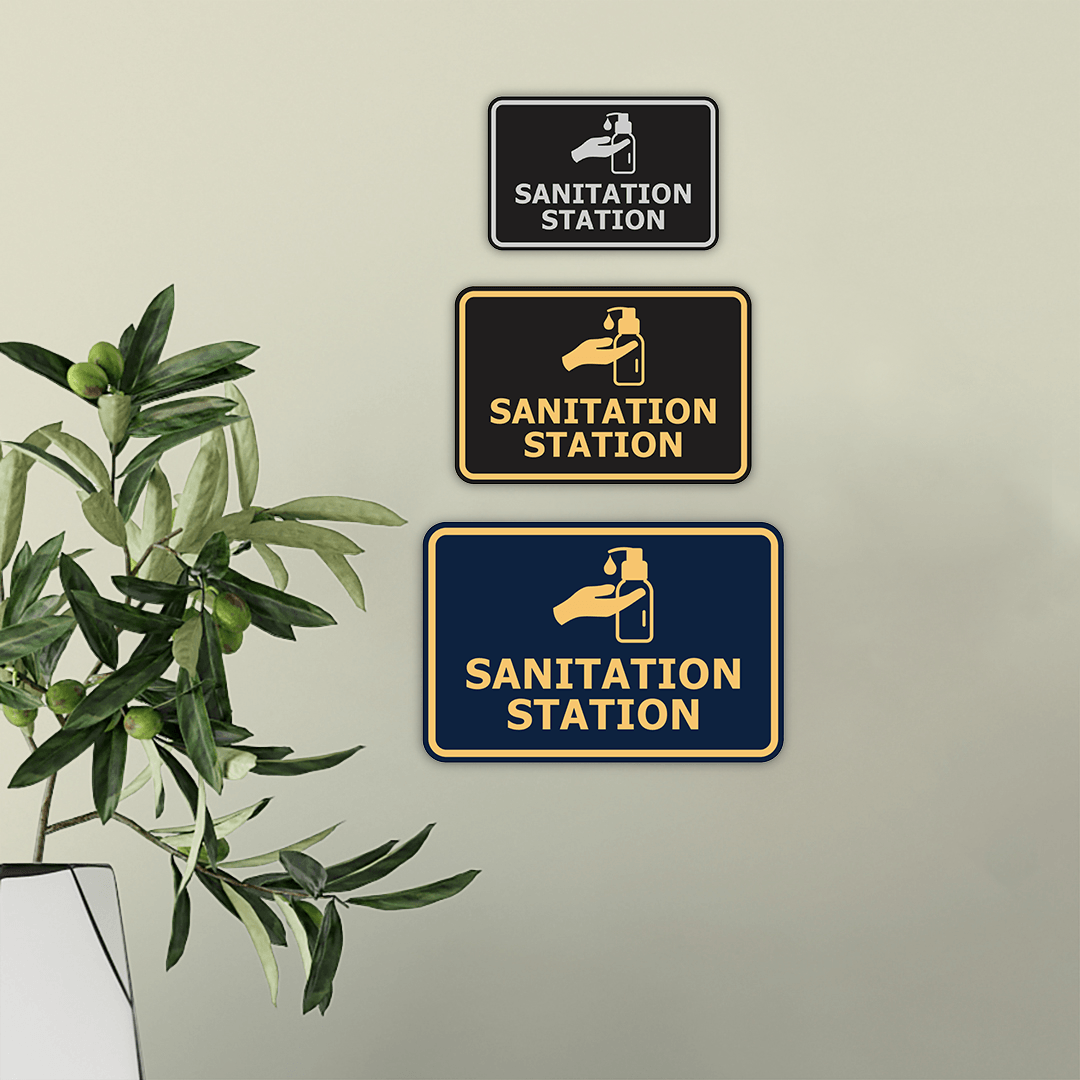 Signs ByLITA Classic Framed Sanitation Station Door or Wall Sign Easy Installation | Health And Safety | Building And Hospitality Signs