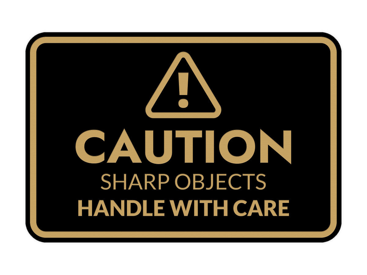 Signs ByLITA Classic Framed Caution: Sharp Objects - Handle with Care Door or Wall Sign Easy Installation | Health And Safety | Building And Warning Signs