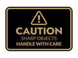 Signs ByLITA Classic Framed Caution: Sharp Objects - Handle with Care Door or Wall Sign Easy Installation | Health And Safety | Building And Warning Signs