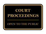 Signs ByLITA Classic Framed Court Proceedings Open to the Public Door or Wall Sign Durable ABS Plastic | Laser Engraved | Easy Installation | Courtroom