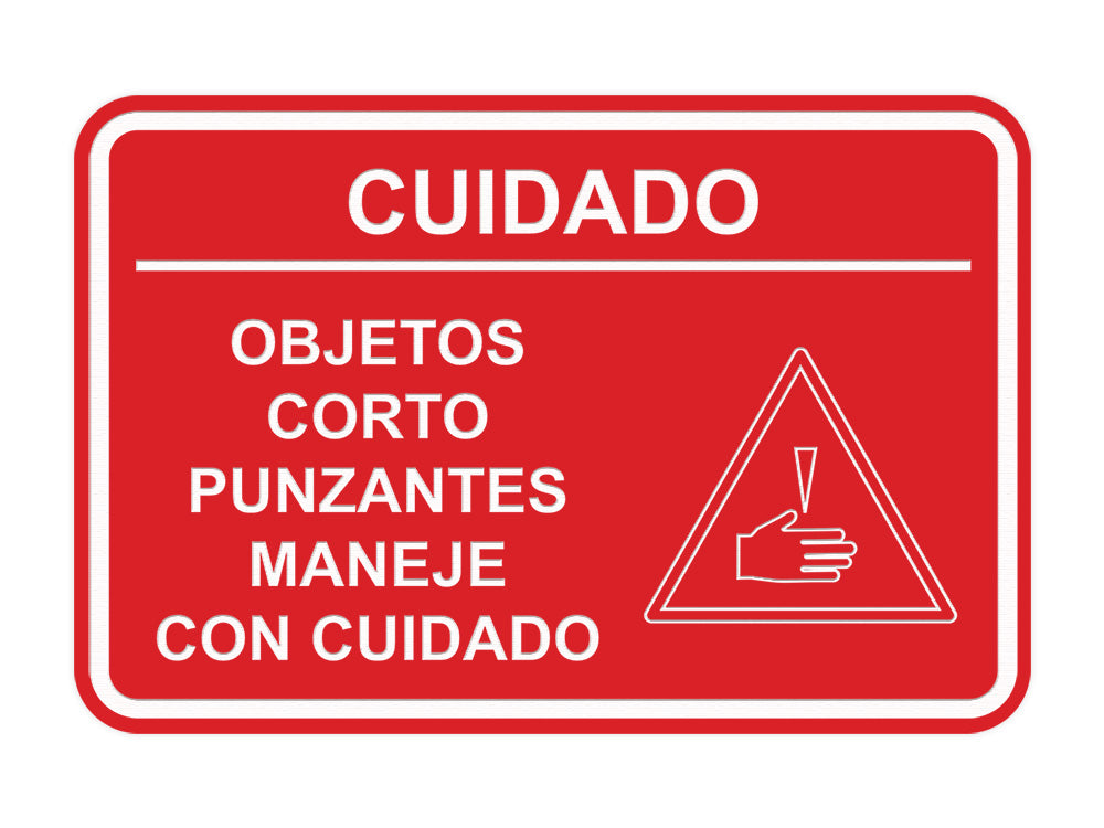 Signs ByLITA Classic Framed Cuidado Objetos Corto Punzantes Maneje con cuidado Door or Wall Sign Easy Installation | Health And Safety | Building And Hospitality