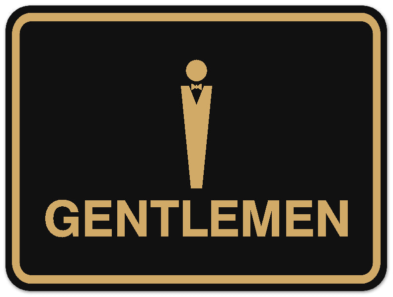 Signs ByLITA Classic Framed Gentlemen Figurine Restroom Sign - Easy Installation | Durable Material