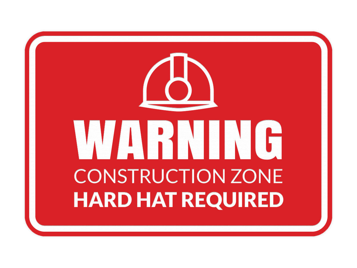 Signs ByLITA Classic Framed Warning: Construction Zone - Hard Hat Required Door or Wall Sign Easy Installation | Health And Safety | Building And Warning Signs