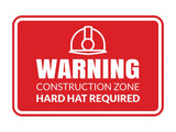 Signs ByLITA Classic Framed Warning: Construction Zone - Hard Hat Required Door or Wall Sign Easy Installation | Health And Safety | Building And Warning Signs