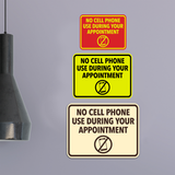 Signs ByLITA Classic Framed No Cell Phone Use During Your Appointment Wall or Door Sign | Easy Installation | Warning Business Signage