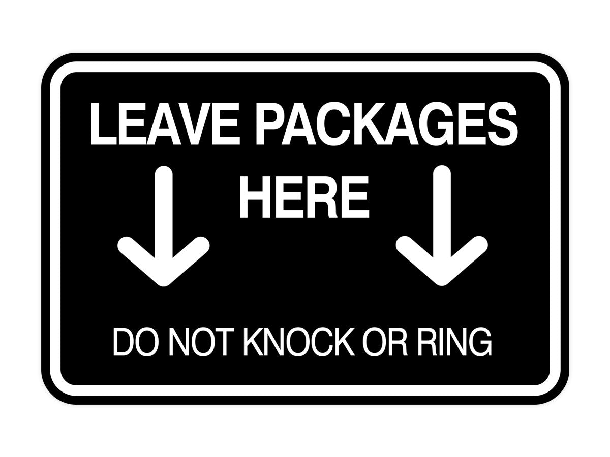 Signs ByLITA Classic Framed Leave Packages Here Do not Knock or Ring Entrance Wall or Door Sign
