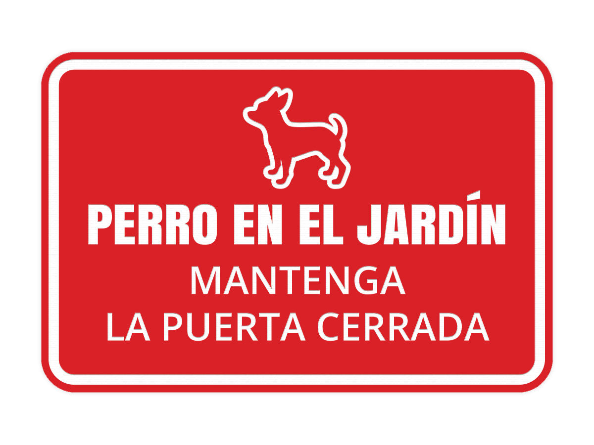Signs ByLITA Classic Framed Perro En El Jardín Mantenga la Puerta Cerrada Wall or Door | Spanish Home Security Signs