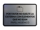 Signs ByLITA Classic Framed Por favor no suelte la cisterna con elementos que no sean papel higiénico Door or Wall Sign | Spanish Restroom Maintenance Signs