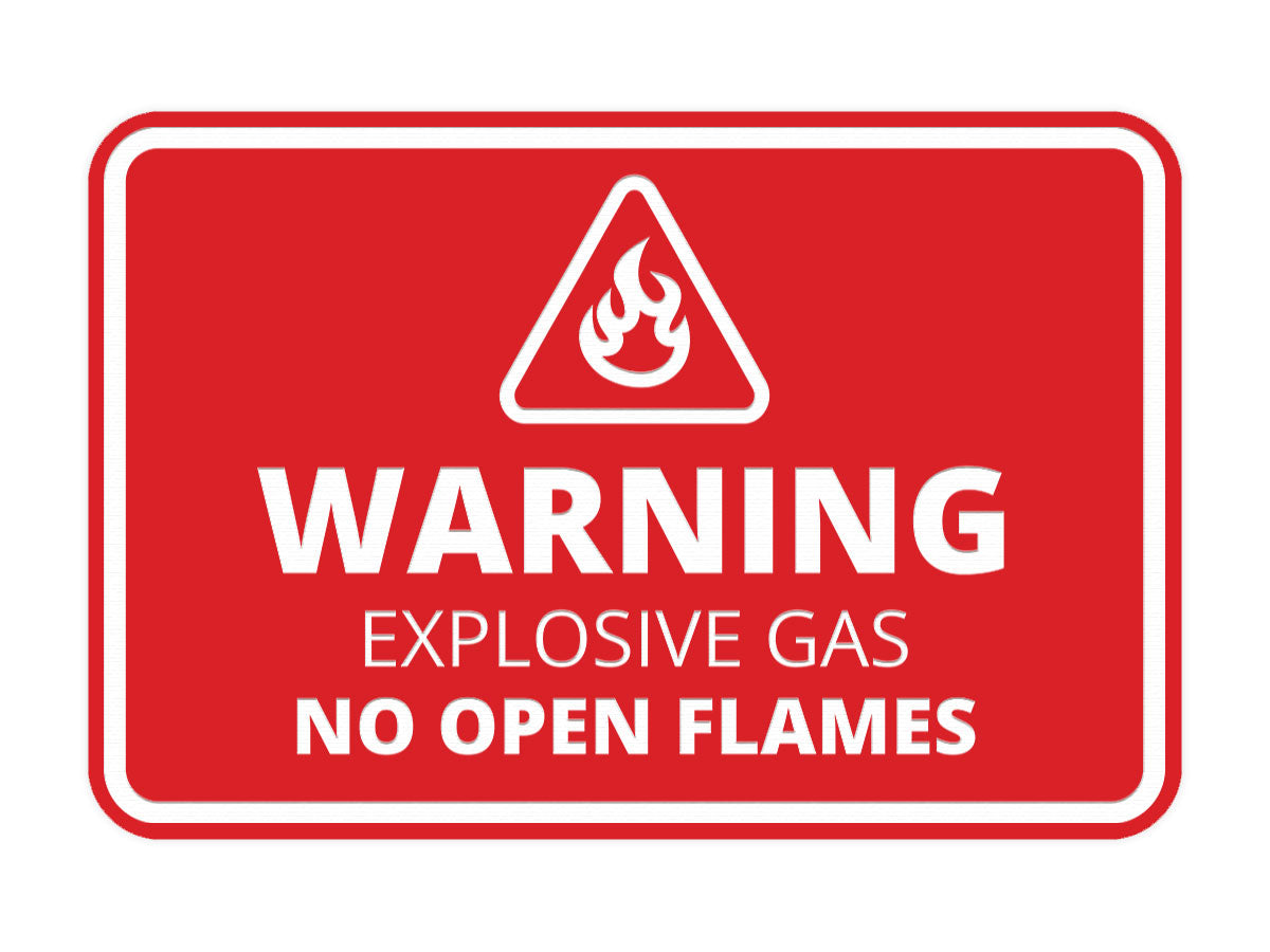 Signs ByLITA Classic Framed Warning: Explosive Gas - No Open Flames Door or Wall Sign Easy Installation | Health And Safety | Building And Warning Signs