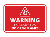 Signs ByLITA Classic Framed Warning: Explosive Gas - No Open Flames Door or Wall Sign Easy Installation | Health And Safety | Building And Warning Signs
