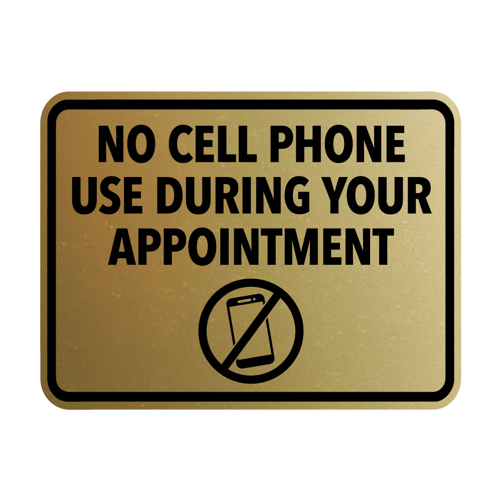 Signs ByLITA Classic Framed No Cell Phone Use During Your Appointment Wall or Door Sign | Easy Installation | Warning Business Signage