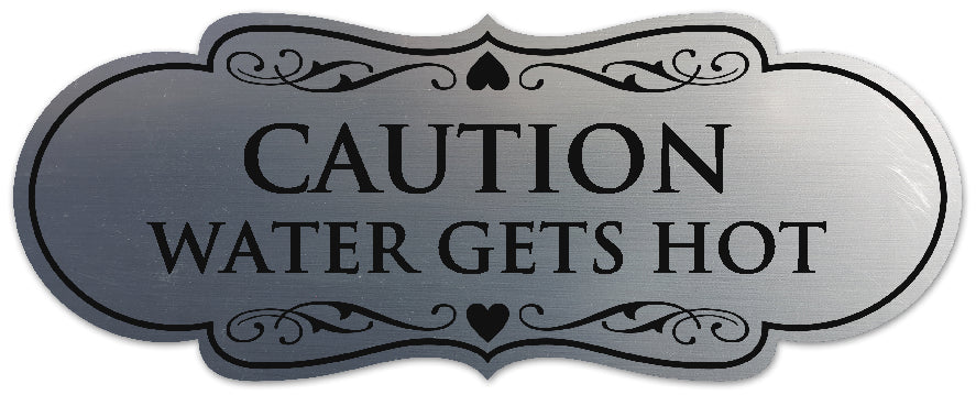 Signs ByLITA Designer Caution Water Gets Very Hot Sign - Easy Installation | Durable Wall or Door Sign