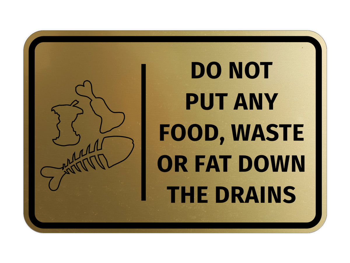 Signs ByLITA Classic Framed Do Not Put Any Food, Waste or Fat Down The Drains Door or Wall Sign Easy Installation | Health And Safety | Building And Hospitality Signs