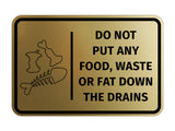 Signs ByLITA Classic Framed Do Not Put Any Food, Waste or Fat Down The Drains Door or Wall Sign Easy Installation | Health And Safety | Building And Hospitality Signs