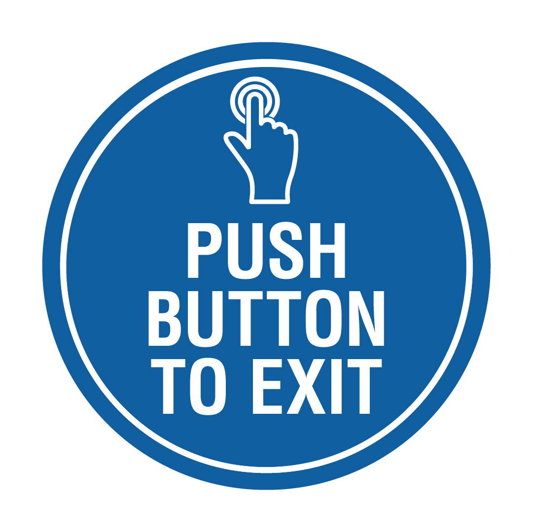 Signs ByLITA Circle Push Button To Exit Wall or Door Sign