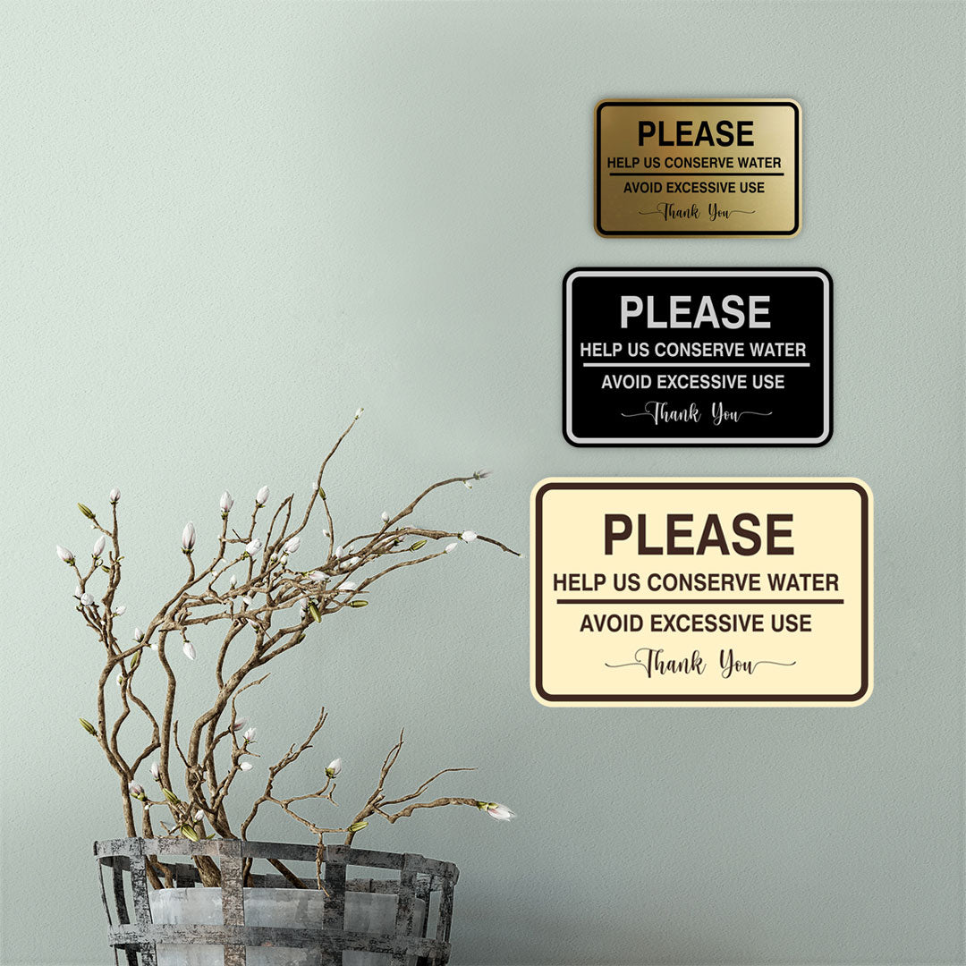 Signs ByLITA Classic Framed Please Help Us Conserve Water Avoid Excessive Use Thank You Door or Wall Sign | Eco-Friendly Home Signs