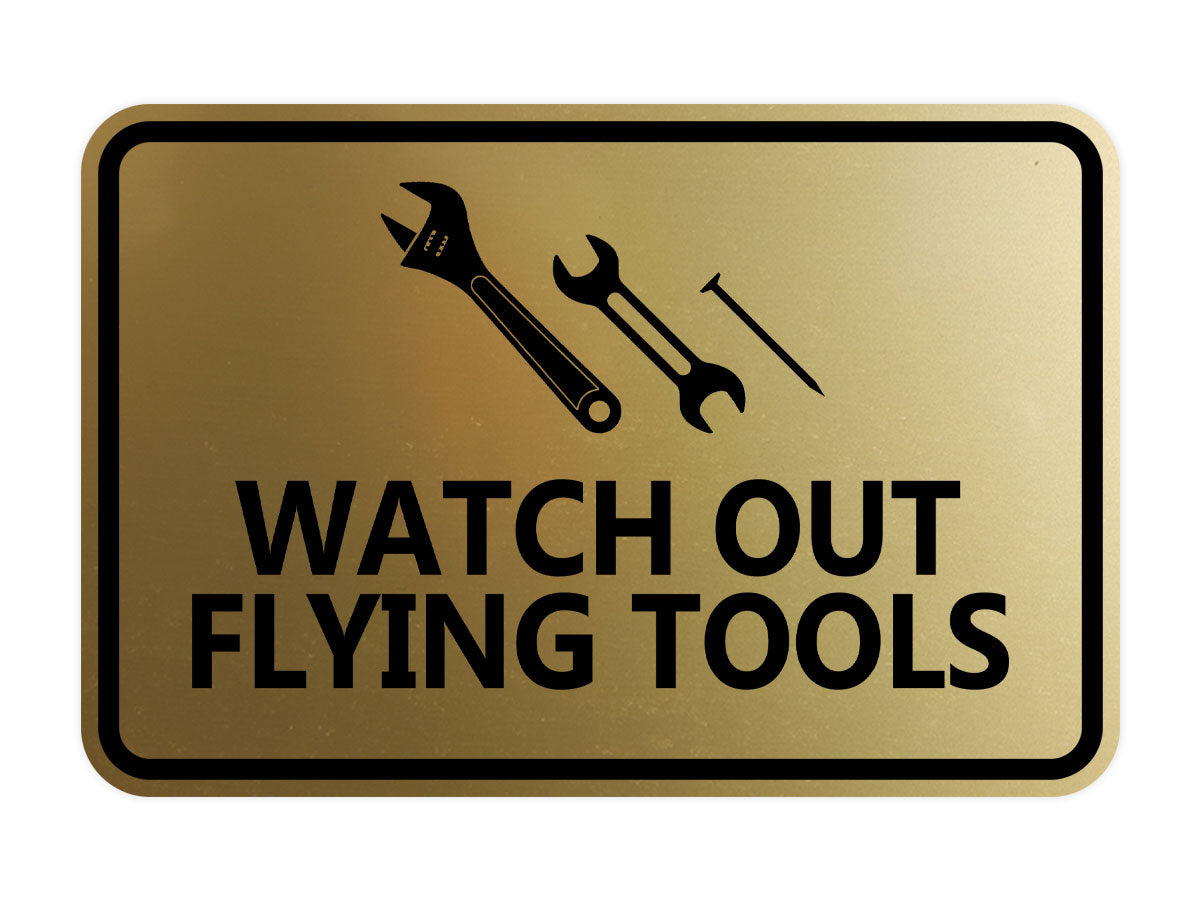 Signs ByLITA Classic Framed Watch Out Flying Tools Wall or Door Sign