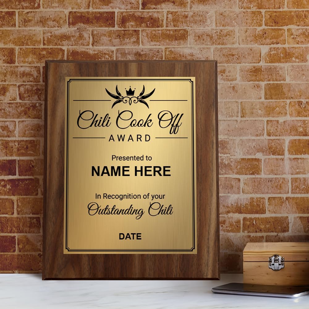 Signs ByLITA Customizable Chili Cook Off Award Wooden Plaque Award with Easel Stand, Engraved Gift for Chili Cook Off Competitions, Cooking Events and Cooking Awards