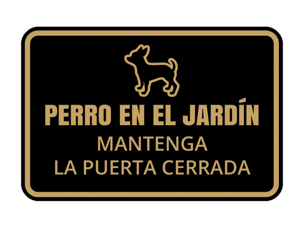 Signs ByLITA Classic Framed Perro En El Jardín Mantenga la Puerta Cerrada Wall or Door | Spanish Home Security Signs