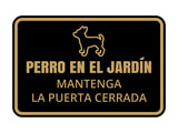 Signs ByLITA Classic Framed Perro En El Jardín Mantenga la Puerta Cerrada Wall or Door | Spanish Home Security Signs