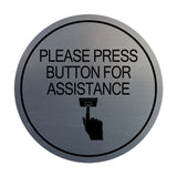 Signs ByLITA Circle Please Press Button For Assistance (hand on button) Wall or Door Sign