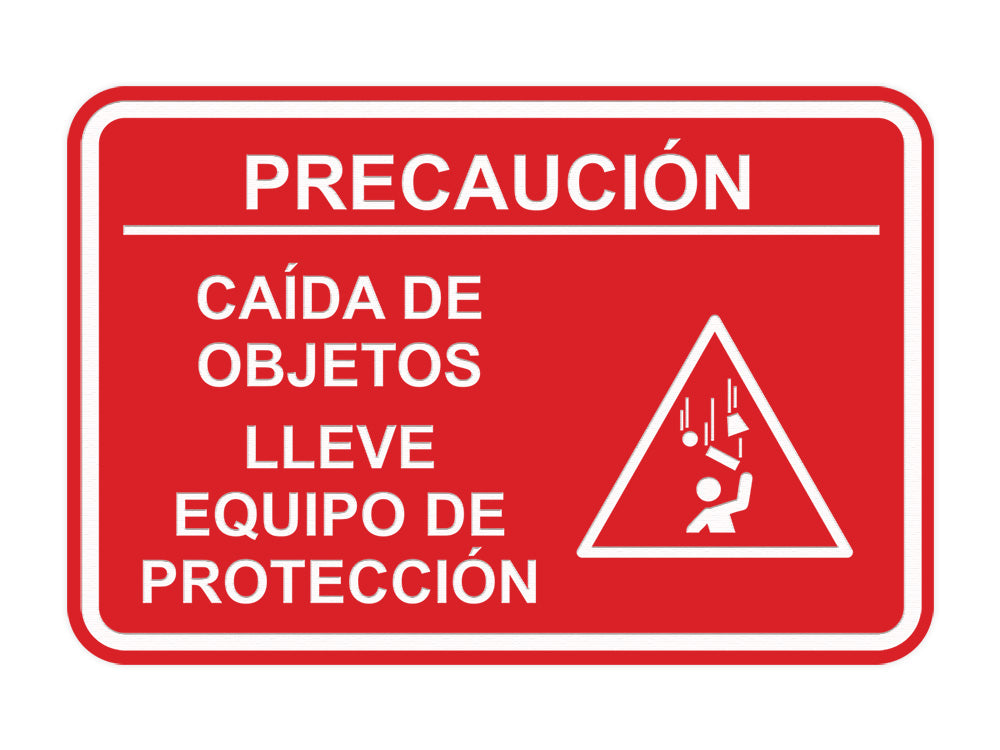 Signs ByLITA Classic Framed Precaución Caída de Objetos Lleve Equipo de protección Door or Wall Sign Easy Installation | Health And Safety | Building And Hospitality