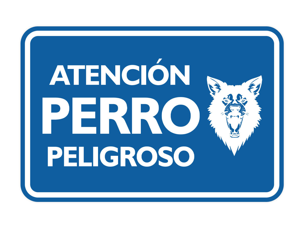 Signs ByLITA Classic Framed Atención Perro Peligroso Graphic Spanish Security Wall or Door Sign
