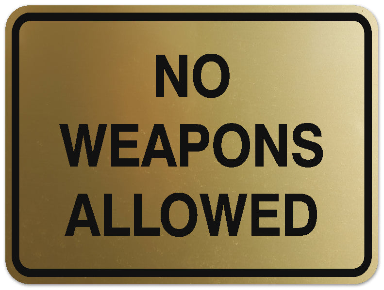 Signs ByLITA Classic Framed NO WEAPONS ALLOWED Door or Wall Sign Durable ABS Plastic | Laser Engraved | Easy Installation | Elegant Design