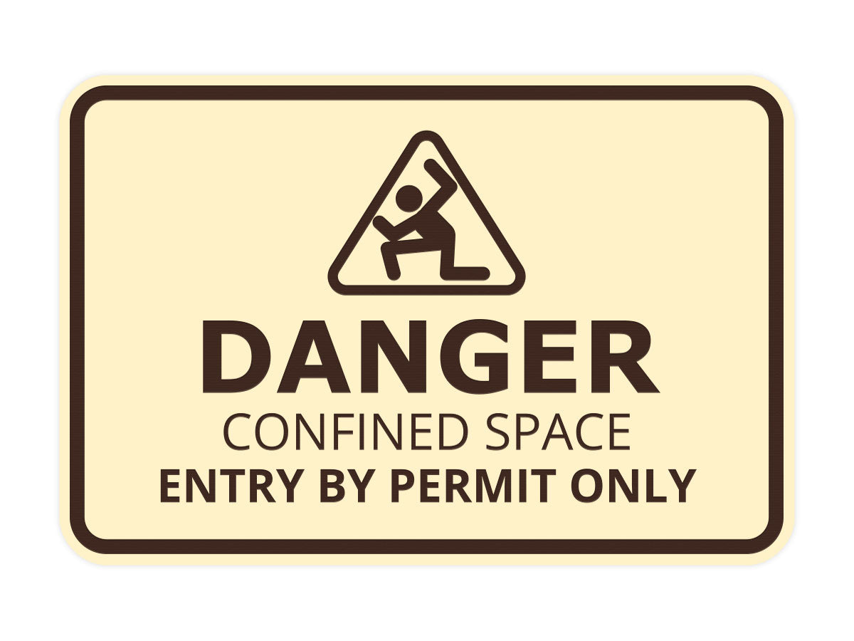 Signs ByLITA Classic Framed Danger: Confined Space - Entry by Permit Only Door or Wall Sign Easy Installation | Health And Safety | Building And Warning Signs