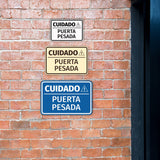 Signs ByLITA Classic Framed Cuidado Puerta Pesada Door or Wall Sign Easy Installation | Health And Safety | Building And Hospitality