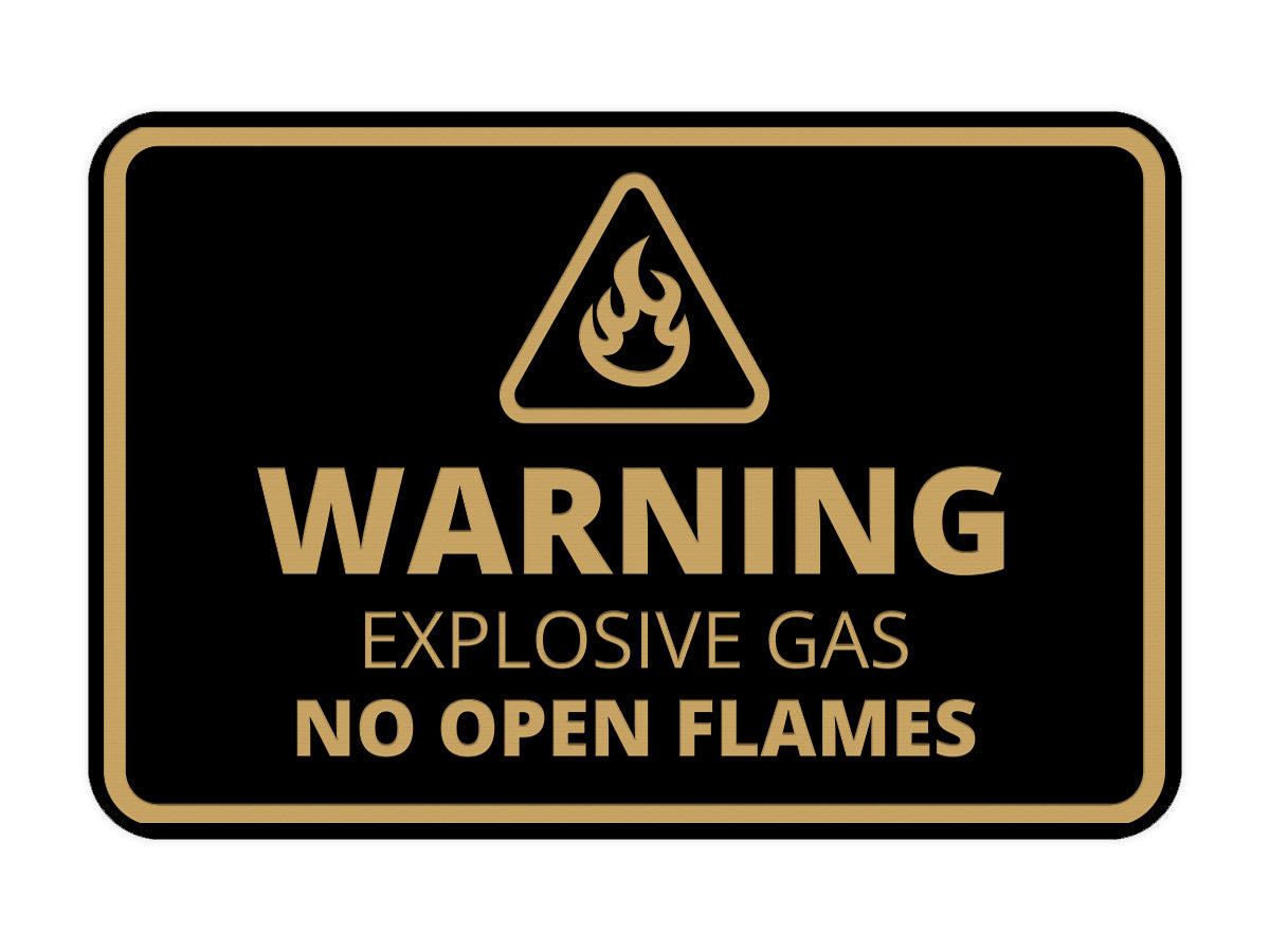 Signs ByLITA Classic Framed Warning: Explosive Gas - No Open Flames Door or Wall Sign Easy Installation | Health And Safety | Building And Warning Signs
