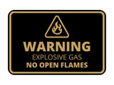 Signs ByLITA Classic Framed Warning: Explosive Gas - No Open Flames Door or Wall Sign Easy Installation | Health And Safety | Building And Warning Signs