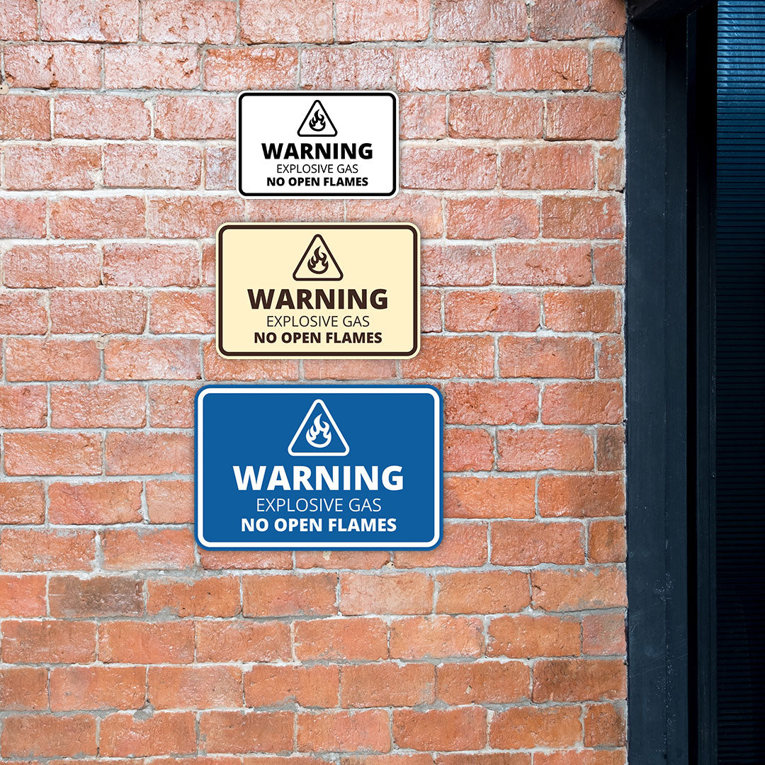 Signs ByLITA Classic Framed Warning: Explosive Gas - No Open Flames Door or Wall Sign Easy Installation | Health And Safety | Building And Warning Signs
