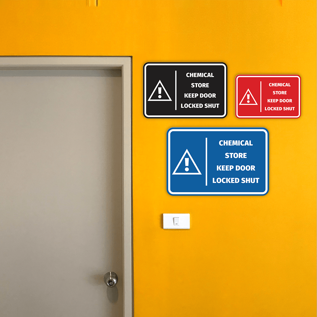 Signs ByLITA Classic Framed Chemical Store Keep Door Locked Shut Door or Wall Sign Easy Installation | Health And Safety | Building And Hospitality Signs