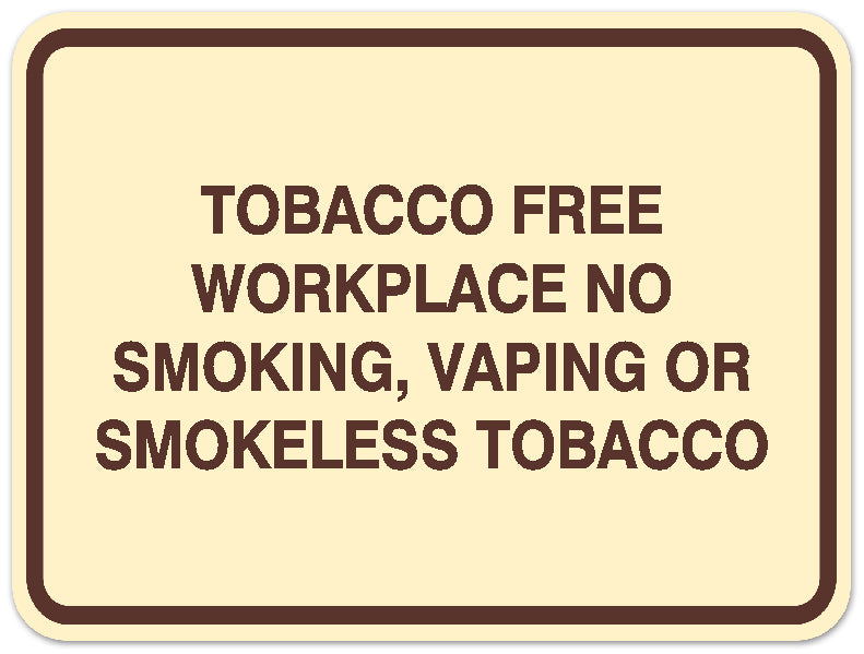 Signs ByLITA Classic Framed TOBACCO FREE WORKPLACE NO SMOKING, VAPING OR SMOKELESS TOBACCO Door or Wall Sign Durable ABS Plastic | Laser Engraved | Easy Installation | Elegant Design