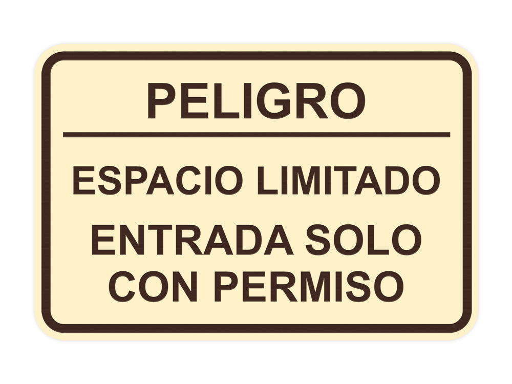 Signs ByLITA Classic Framed Peligro Espacio Limitado- Entrada solo con permiso Door or Wall Sign Easy Installation | Health And Safety | Building And Hospitality