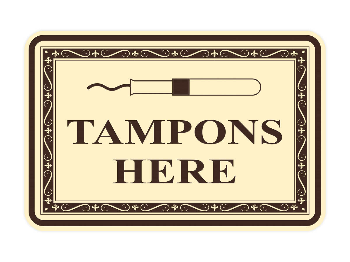 Signs ByLITA Classic Framed Tampons Here Vintage Bathroom Wall or Door Sign