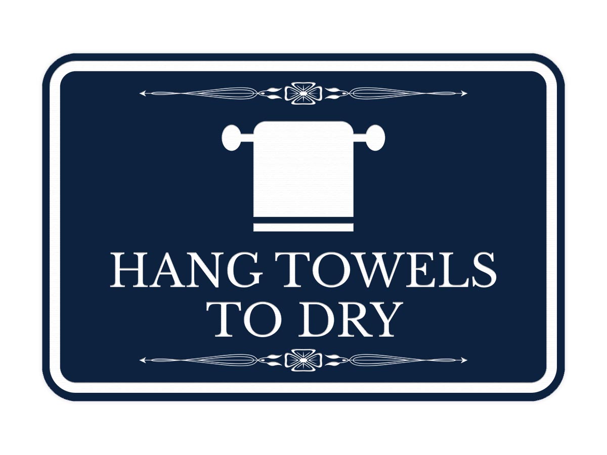 Signs ByLITA Classic Framed Hang Towels To Dry Vintage Bathroom Wall or Door Sign