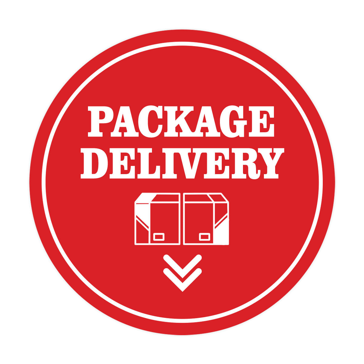 Signs ByLITA Circle Package Delivery (Package Arrow Down) Wall or Door Sign