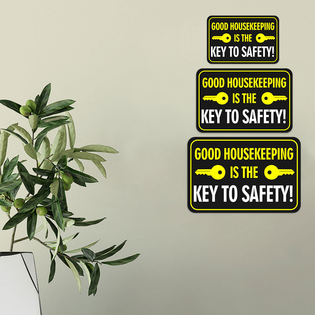 Classic Framed Plus Good Housekeeping Is The Key To Safety! Door or Wall Sign | Office Housekeeping Signage